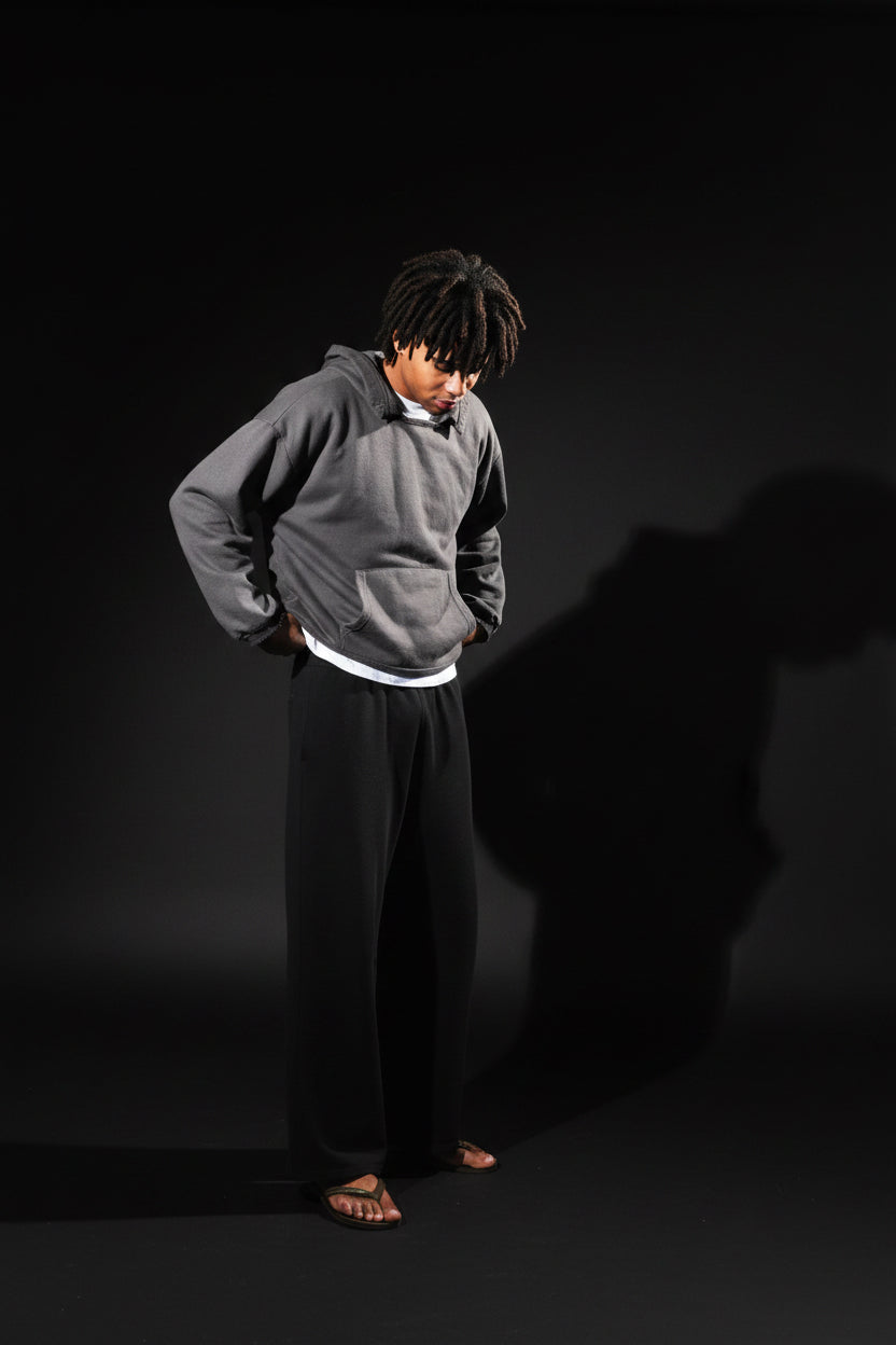 V1 GREY BAGGY CUTNECK HOODIE