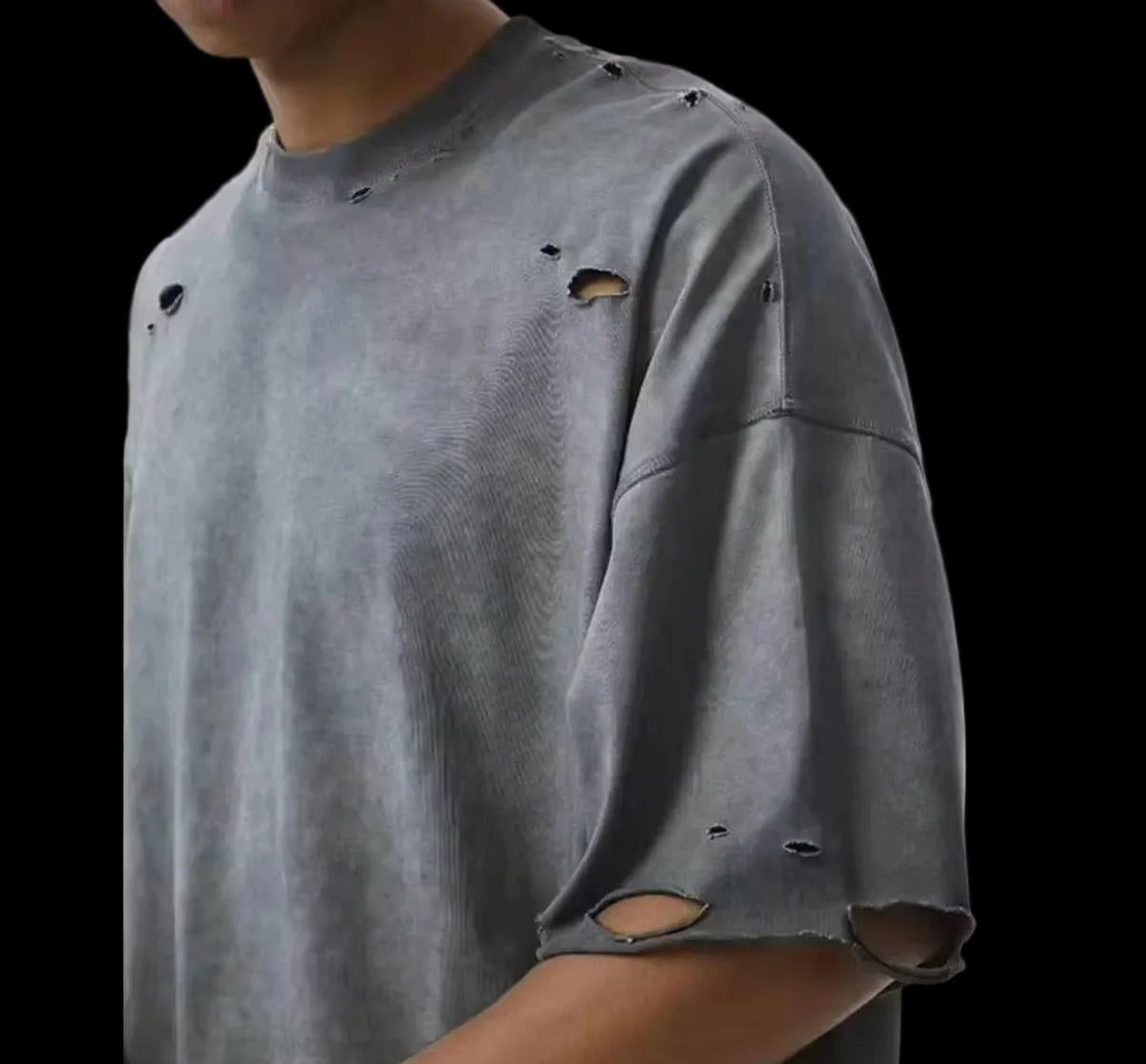 BLK WSHED VINTAGE DISTRESSED TEE