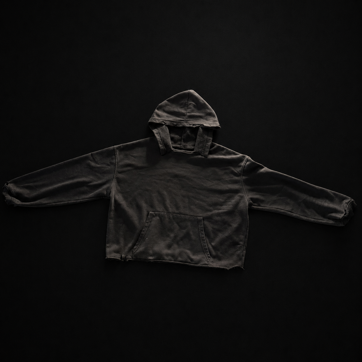 V1 GREY BAGGY CUTNECK HOODIE